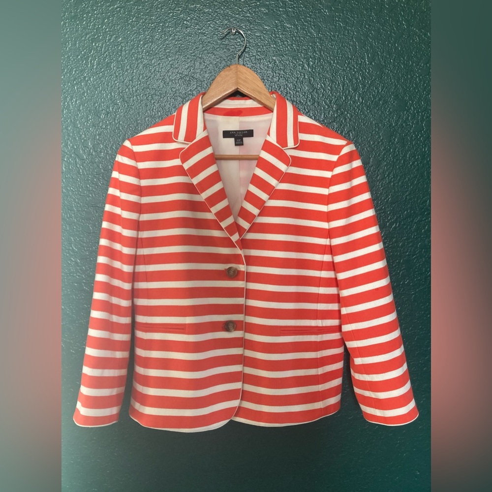 Ann Taylor Orange and White Jacket GUC size 12P